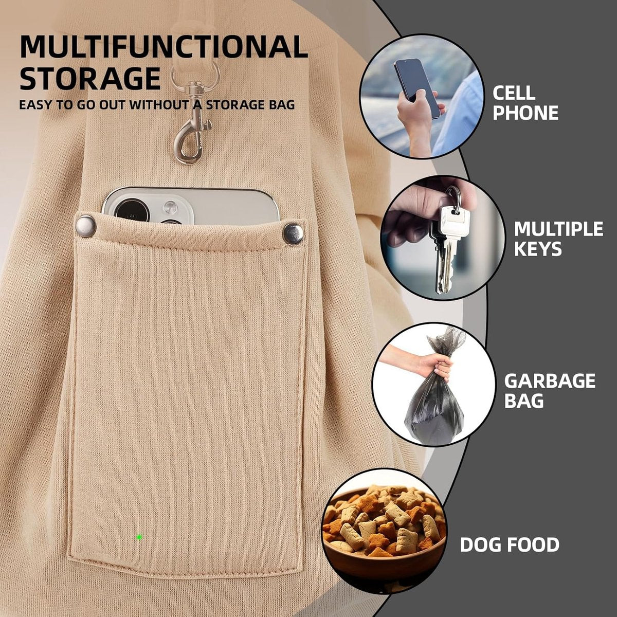 Dog carrier bag - reversible puppy carrier bag - pet bag - cat backpack - dog and cat carrier bag - with storage compartment - shoulder bag - hands-free dog carrier bag - for small dogs and cats - Khaki