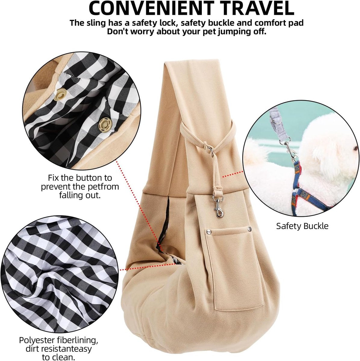 Dog carrier bag - reversible puppy carrier bag - pet bag - cat backpack - dog and cat carrier bag - with storage compartment - shoulder bag - hands-free dog carrier bag - for small dogs and cats - Khaki