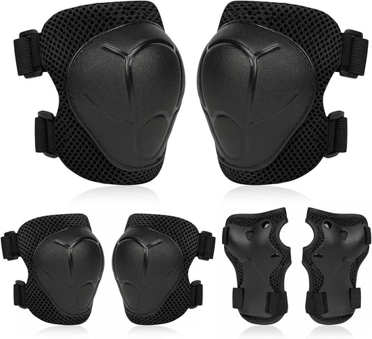 Kids Skate Protection Set - Protective covers for children's roller skates - Skate protection - Protection set for roller skates - Knee pads for children - Includes knee pads, elbow pads and wrist pads - knee pad set - Black