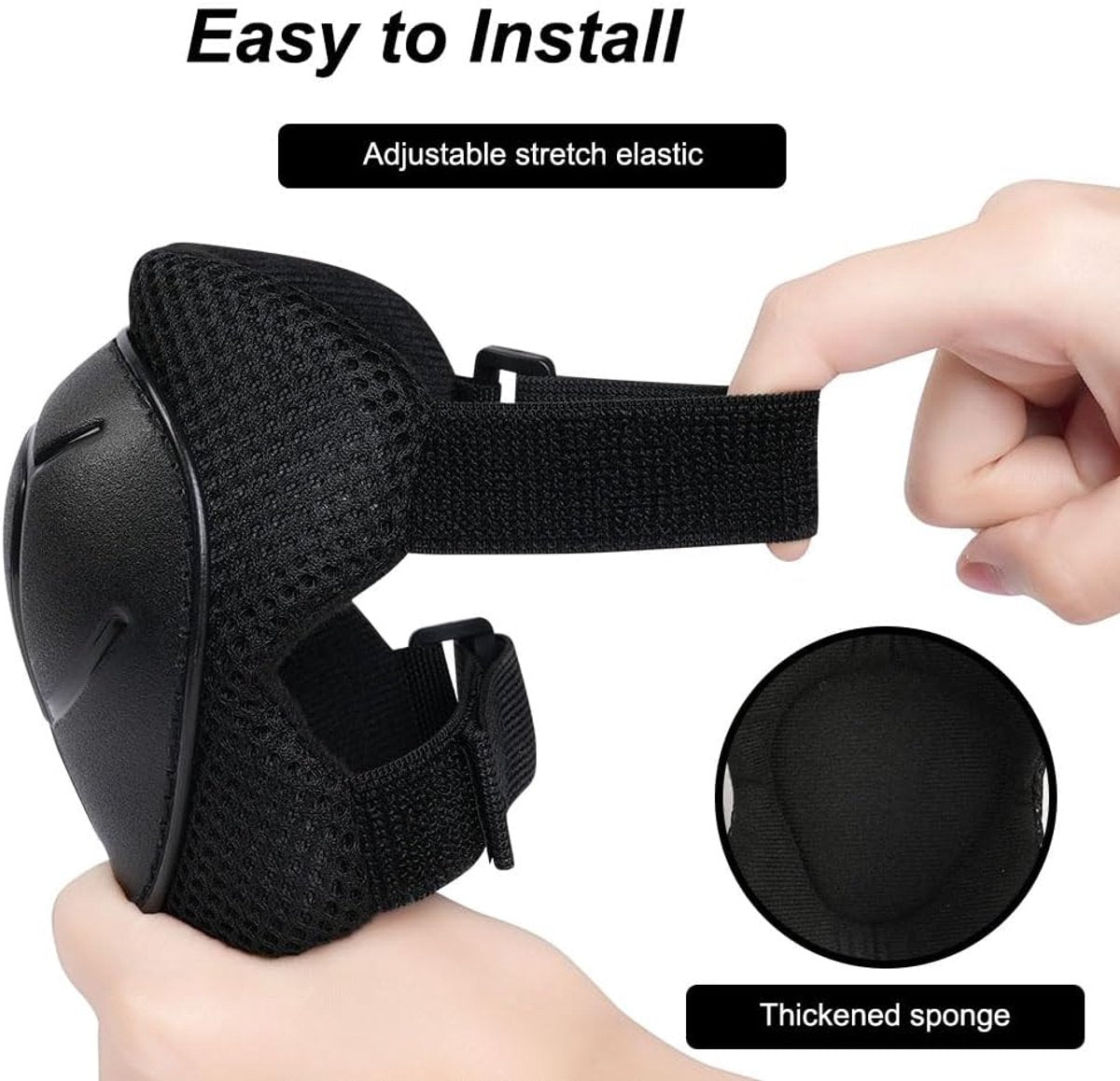 Kids Skate Protection Set - Protective covers for children's roller skates - Skate protection - Protection set for roller skates - Knee pads for children - Includes knee pads, elbow pads and wrist pads - knee pad set - Black