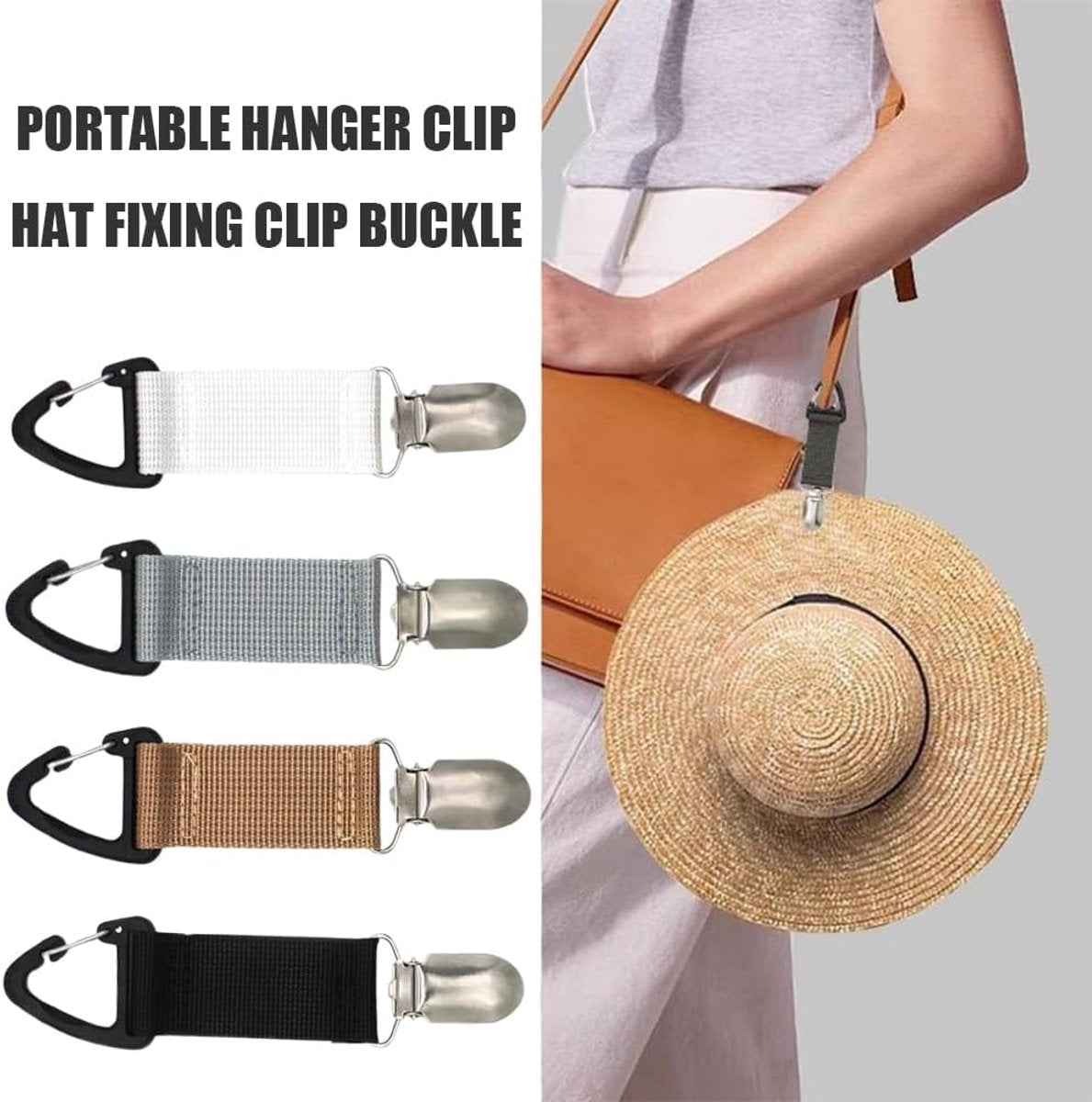 4 Travel Hat Clips - Dust Clips - Hands-Free Hat Holder - Outdoor Bag Accessories - Elastic Hat Clip - For Travel Bags, Backpacks, Wallets, Luggage Bags - Prevent Loss