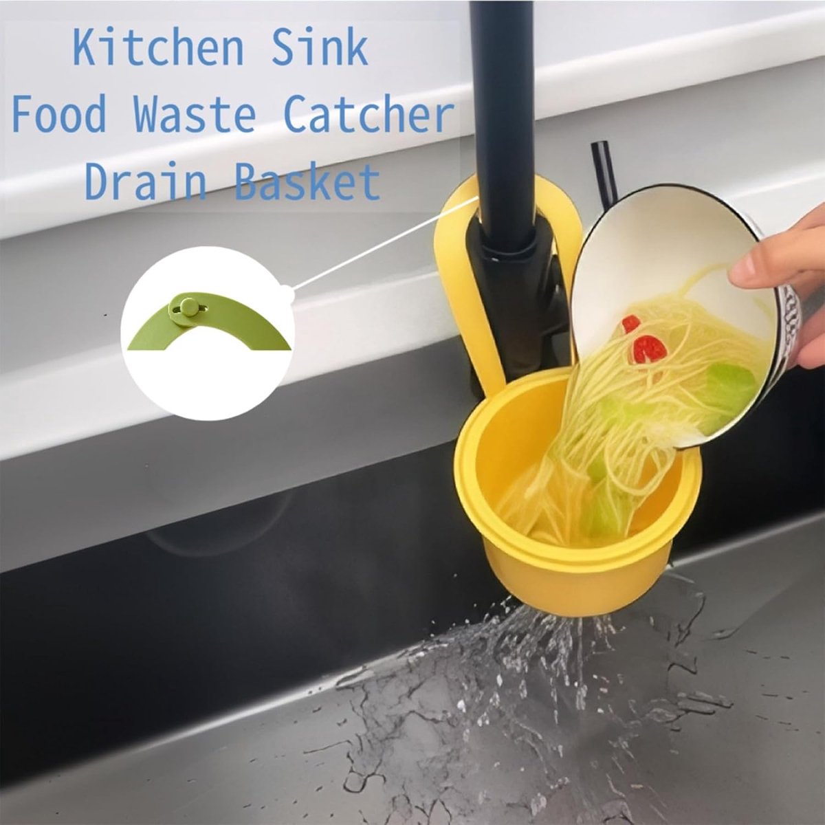 Drain Basket - Drain Filter - Sink Storage Holder - Faucet Hanging Strainer - Sink Drain Basket - Sink Strainer Basket - Sink Food Waste Collection Bin - Sink Trash Can - Plastic Kitchen Sink Strainer - Food Fruit Vegetable Drying Rack - Yellow