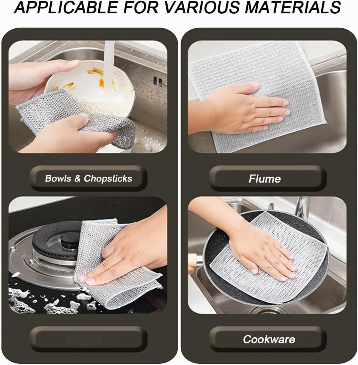 10 pieces - 20*20 cm - Multifunctional wire dishcloth - Dishcloth - double-layered - Cleaning cloth - for wet and dry dishes - scratch-free wire dishcloth - wire scrubbing cloths - for dishes - time-saving kitchen towels and cleaning cloths