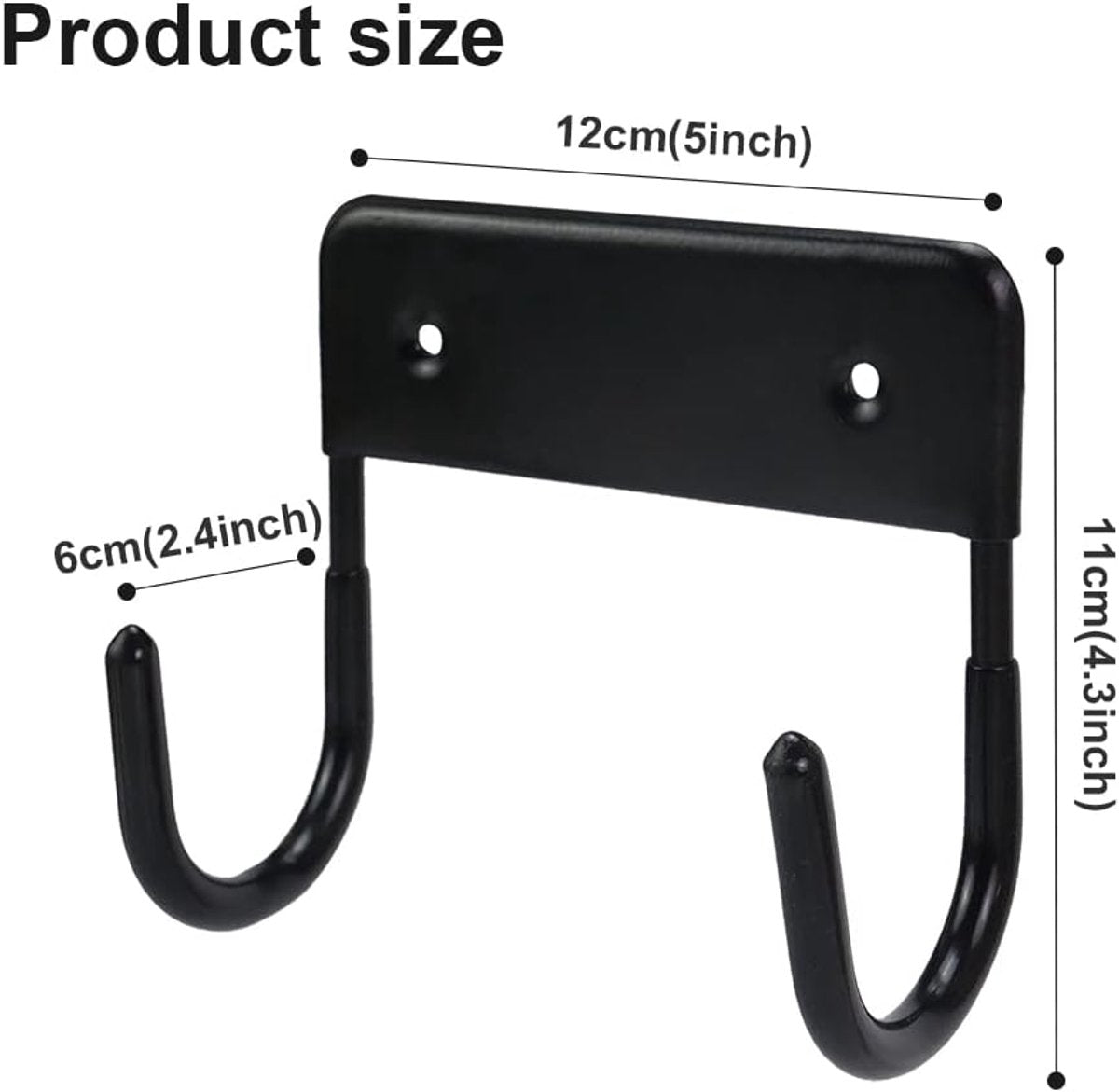 Ironing board holder - Ironing board hanging system - Hook for ironing board - Wall-mounted ironing board holder - Ironing board organizer - Hook - Storage hooks - wall hooks - tool hooks - for laundry rooms, garages and storage rooms - 12*11*6 cm - black
