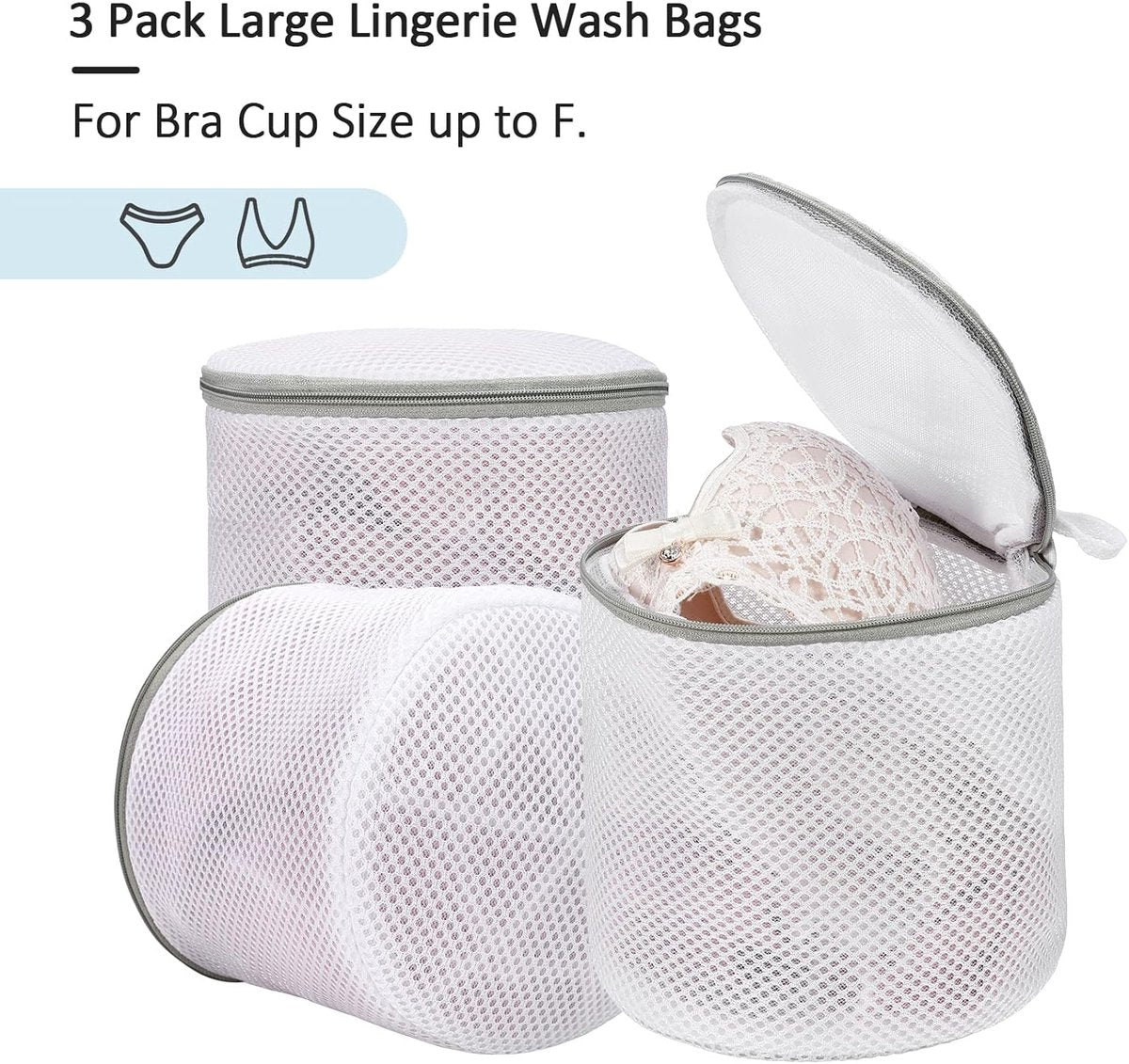 Laundry Bags Protection 3-Piece - For Bra, Underwear & Delicate Clothing - Shape-Retaining Mesh Bags