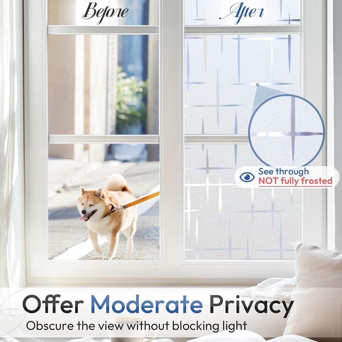 Window film - 45x200cm - anti-glare window film - Window privacy film - static window film - frosted glass decorative static sticker - Sun protection and Insulating - Self-adhesive - window film - Frosted glass