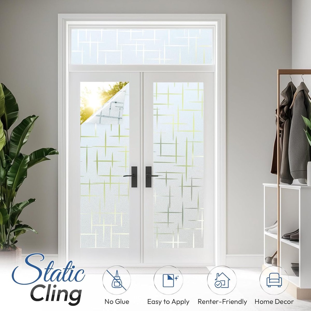 Window film - 45x200cm - anti-glare window film - Window privacy film - static window film - frosted glass decorative static sticker - Sun protection and Insulating - Self-adhesive - window film - Frosted glass