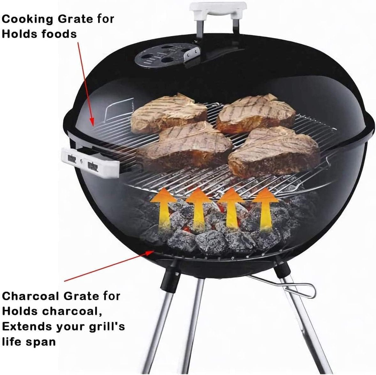34cm Dia replacement cooking grates - Grill grate for charcoal barbecue - Replacement part for 34 cm charcoal grills