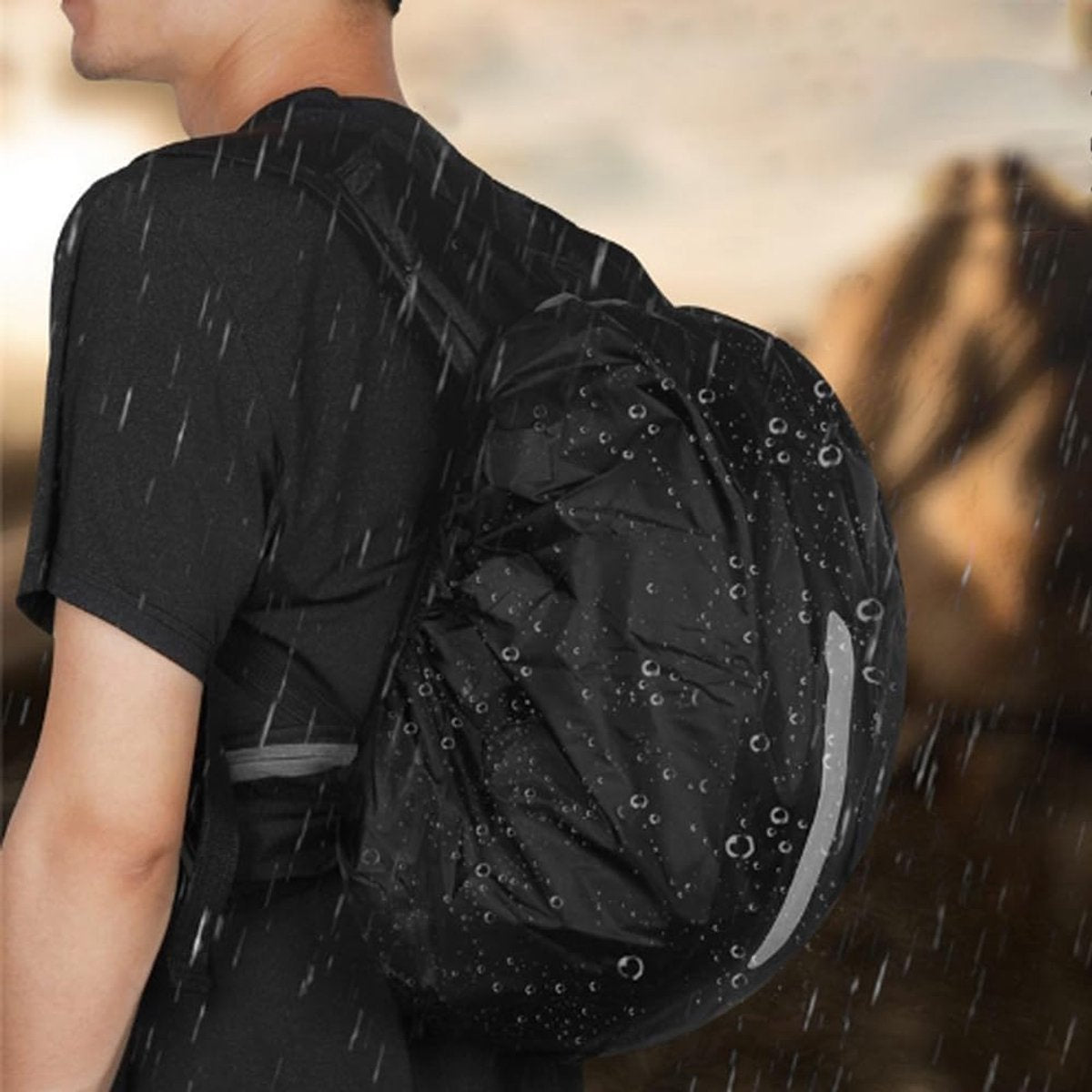 2 pieces - Backpack cover - Waterproof backpack cover - Waterproof rain cover for backpack - Waterproof rain cover - Reflective backpack cover - dust cover - for hiking, camping, traveling, cycling, outdoor activities - size L (55-65L) - 45*23*70 cm - bla
