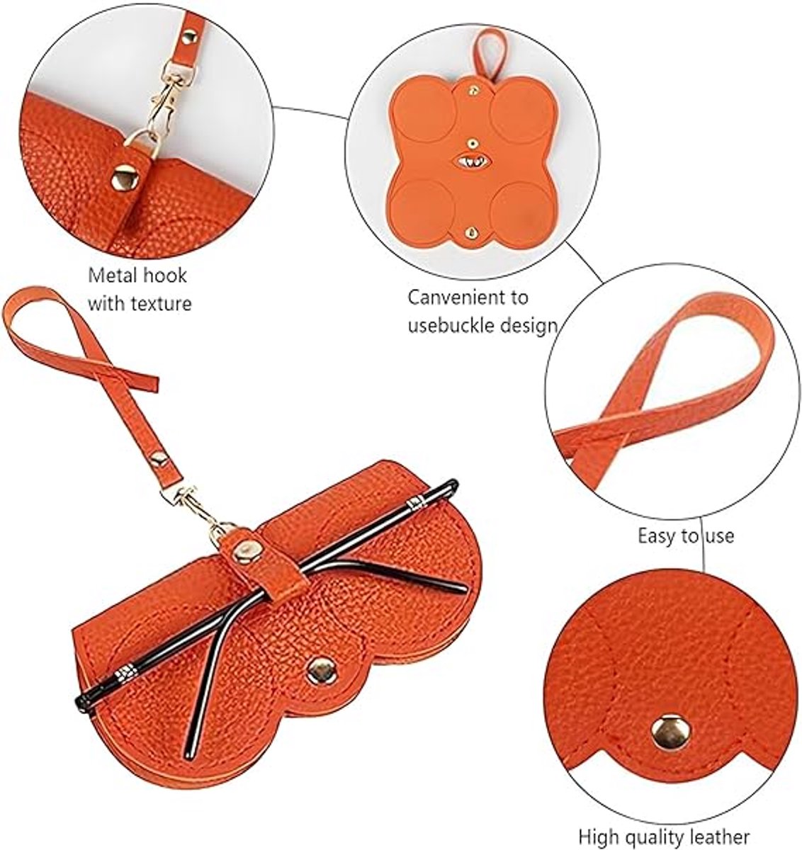 pieces - leather sunglasses bag - soft leather glasses case - portable glasses case - fashionable glasses case - ultra-thin anti-scratch case - travel glasses protective case - sunglasses organizer with snap closure, wrist strap - for women and men