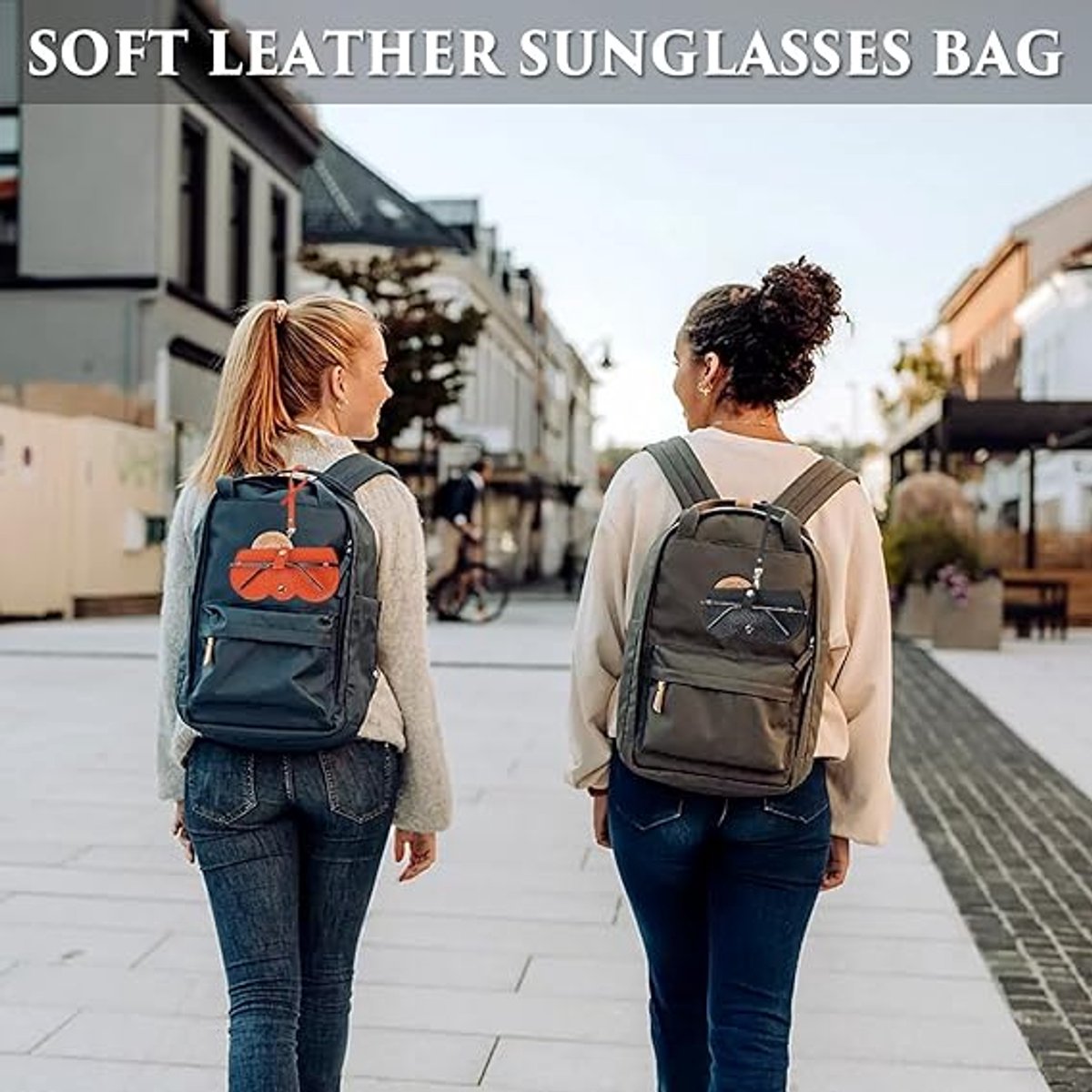 pieces - leather sunglasses bag - soft leather glasses case - portable glasses case - fashionable glasses case - ultra-thin anti-scratch case - travel glasses protective case - sunglasses organizer with snap closure, wrist strap - for women and men