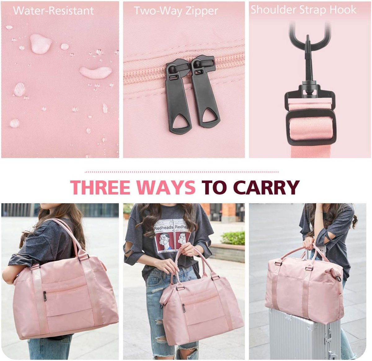 Travel bags - Waterproof weekend bags - Travel bag - Women's carry-on luggage - Travel bags - Yoga bag - Men's sports bags - Airplane carry-on luggage - Weekend bags - Travel bags with trolley lids - Sports bag - Travel Bag - Pink