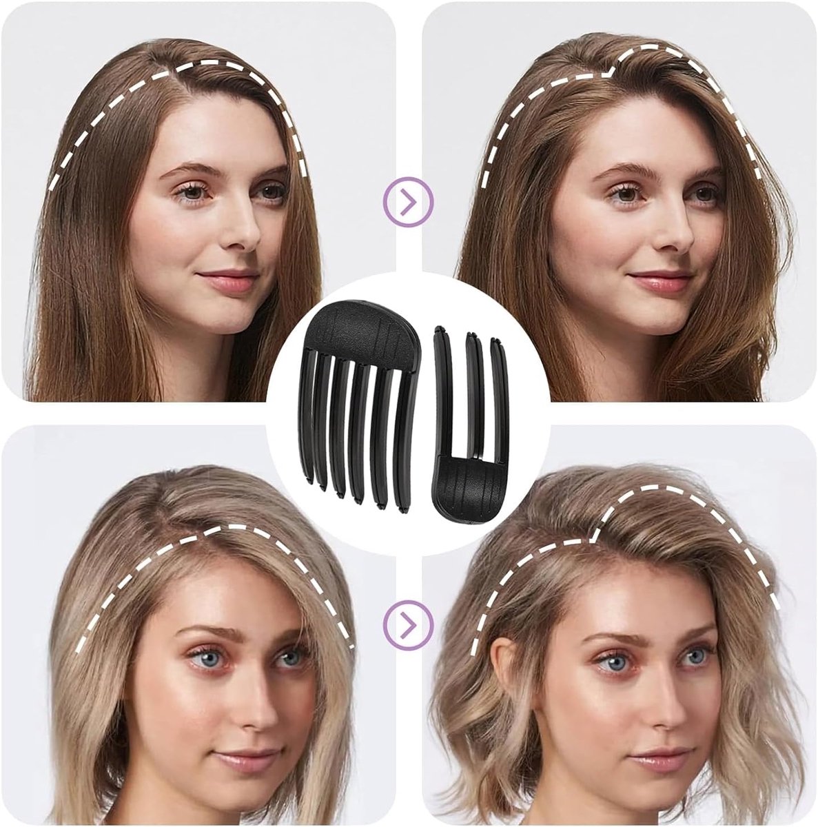 Set of 2 volumizing hair clips - Hair clip - Fluffy Bangs hair curlers - Traceless hair clips - For voluminous hair roots and high crown hairstyles - Black