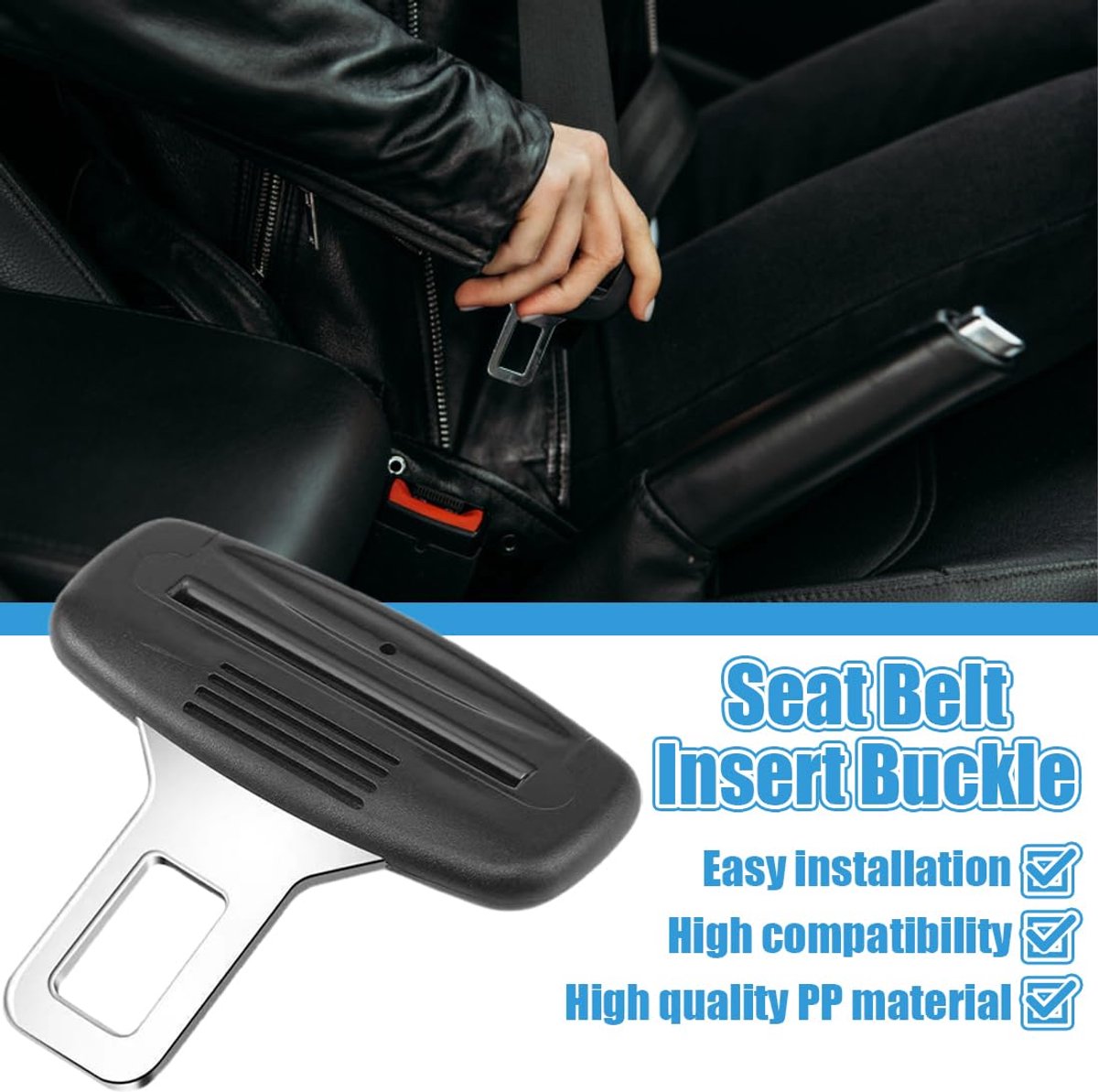 4 pieces - Seatbelt Alarm Stopper - Car Seatbelt Clip - Car Seatbelt Alarm Stopper - Alarm Stopper - Seatbelt Stop - Seatbelt Buckle - Car Seatbelt Clip - car accessories - 2.1*7 cm - black