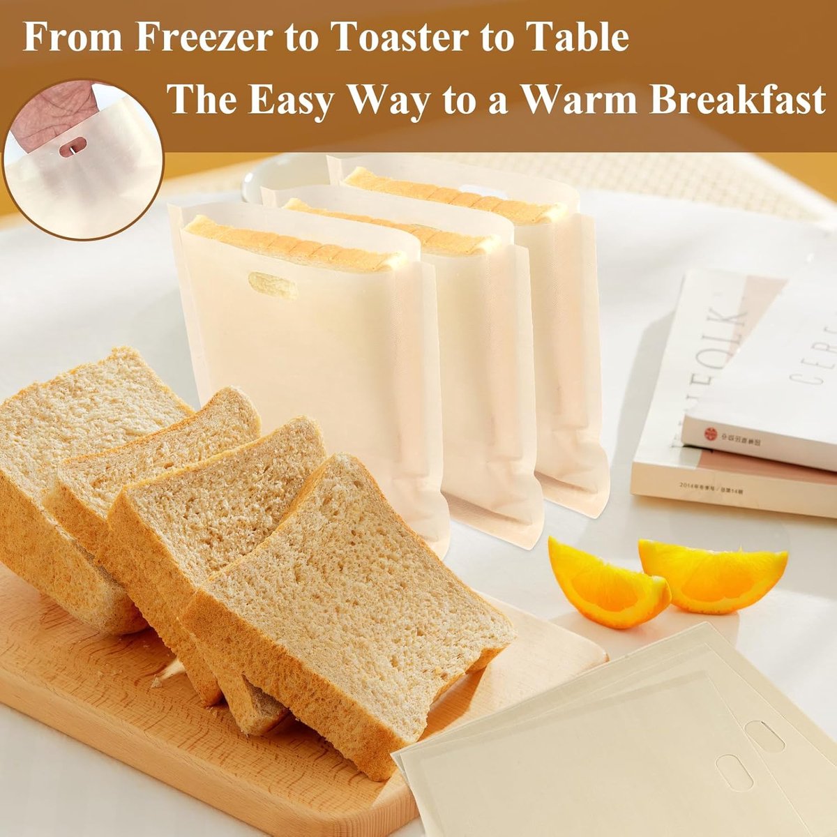 Sandwich Bag - 16 Pieces Sandwich Bags - Reusable Bread Bags - Food Storage Bread Bags - Breakfast Bag - Microwave Safe - Heat-Resistant Non-Stick Coating - For Toaster, Microwave - for Grill Cheese Sandwich Toast Panini Snacks