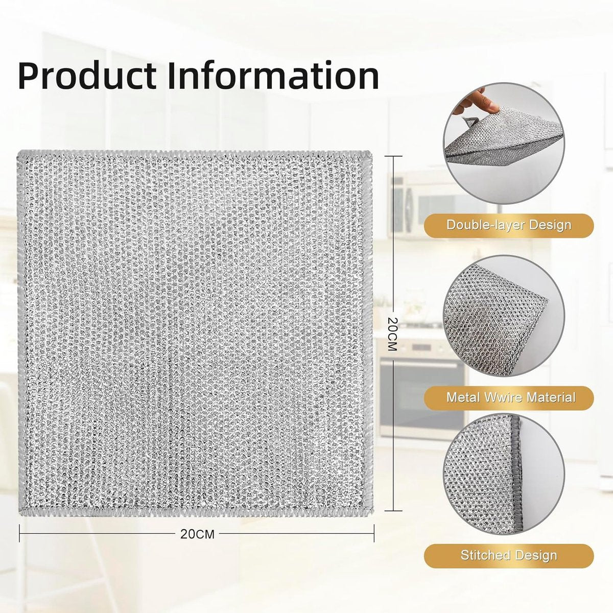 Multifunctional wire dishcloths (5 pieces) - Wire dishcloths - wire dishcloth - multifunctional anti-scratch dishcloths - Dishcloth - reusable anti-scratch - double-layer washable cleaning cloth - Window cloths - 20*20 cm