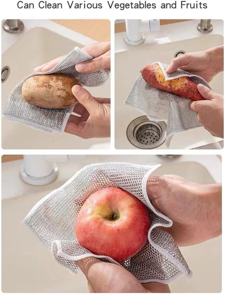 Multifunctional wire dishcloths (5 pieces) - Wire dishcloths - wire dishcloth - multifunctional anti-scratch dishcloths - Dishcloth - reusable anti-scratch - double-layer washable cleaning cloth - Window cloths - 20*20 cm