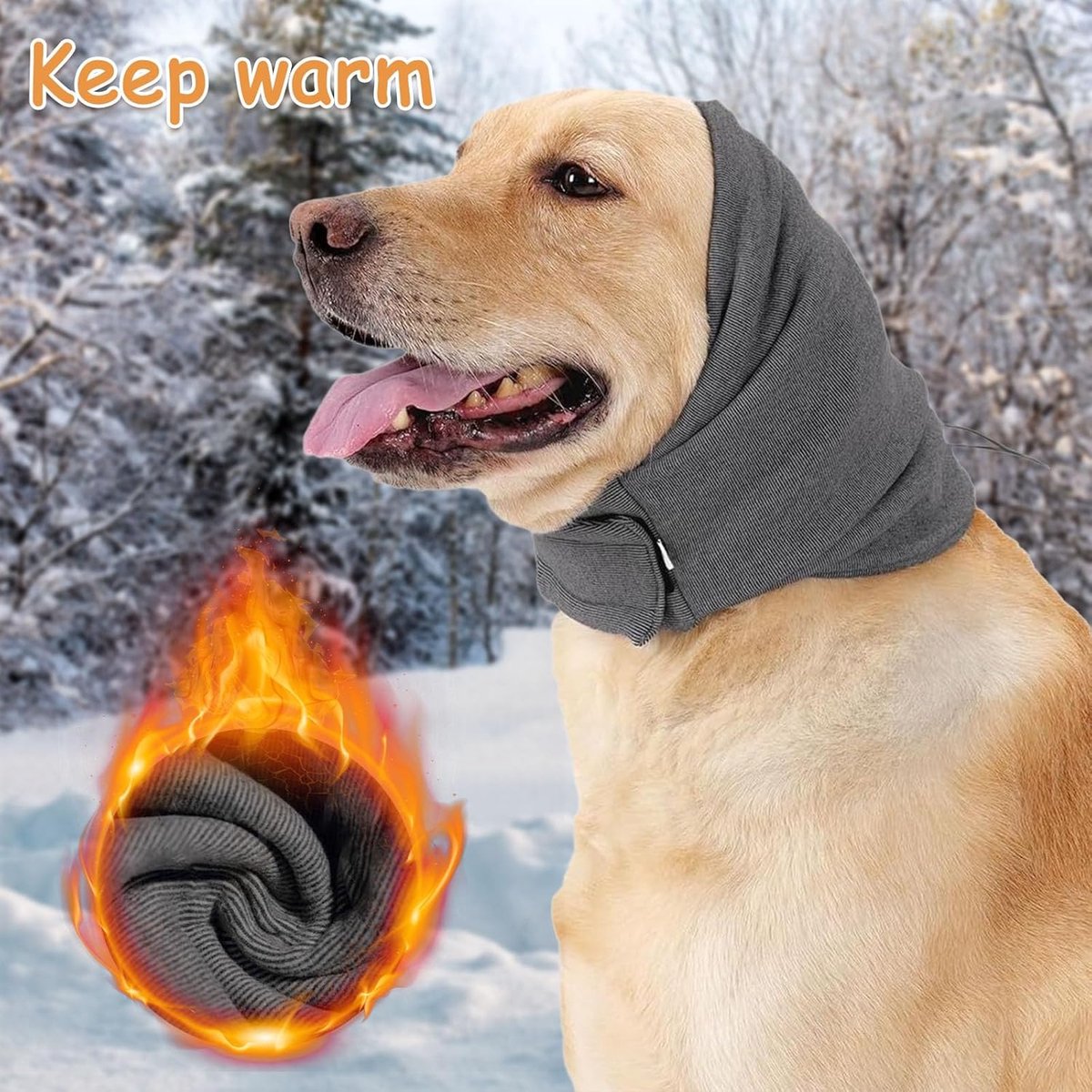 Dog Collar - Ear Muffs for Dogs - Dog Hat - Head Circumference 49-54 cm - Relief from Snoring Anxiety - with Adjustable Velcro Fastening - Noise-Dampening Headwear - 23*16*3 cm - Grey