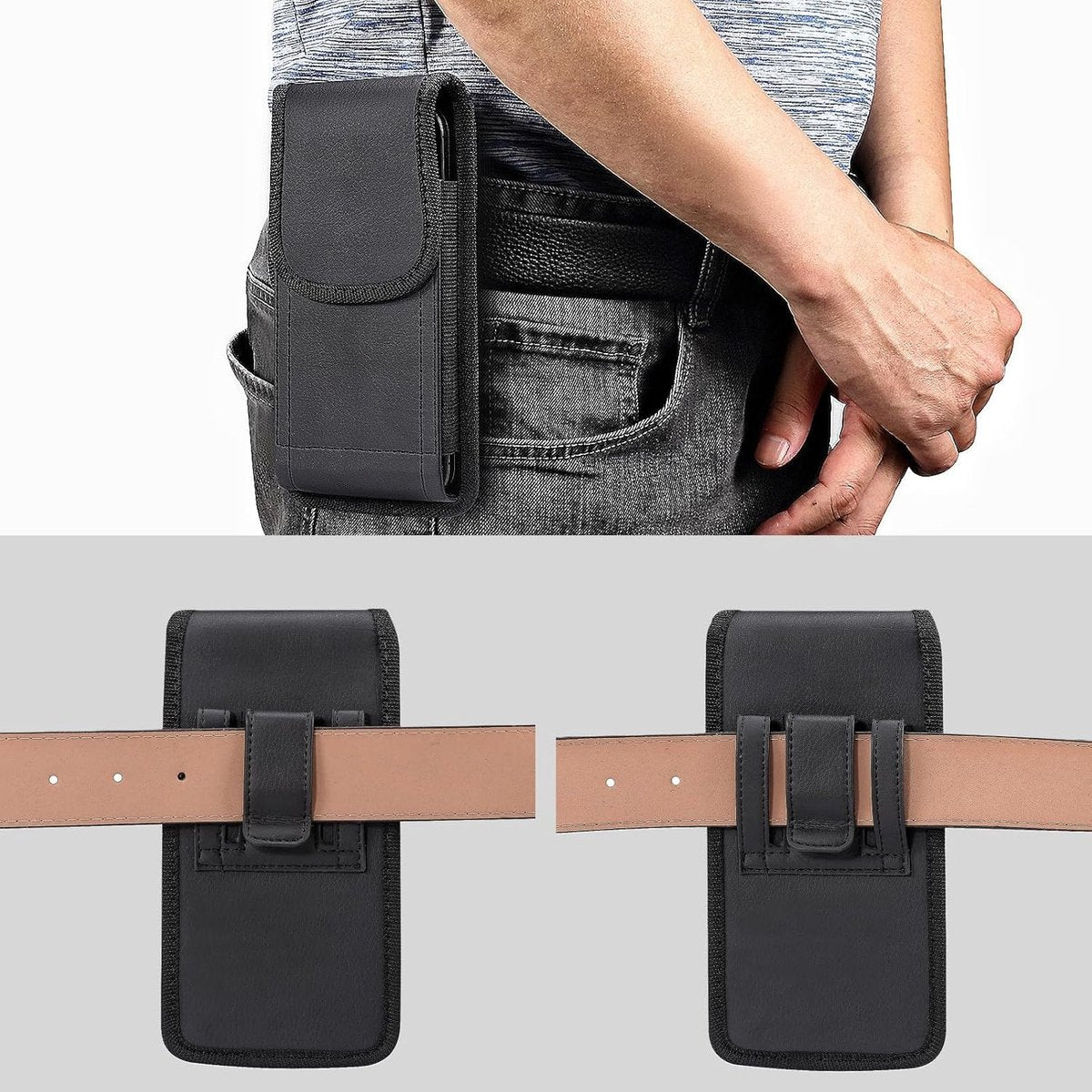 1 piece - 16.3*1.8*8.3 cm - Phone Bag - Phone Holster Bag - Waist Bag - Phone Holder for Belt Clip - Vertical Clip Holster - Men's Belt Phone Holder - Belt Clip - for 6.2-6.5 inch mobile phones - black