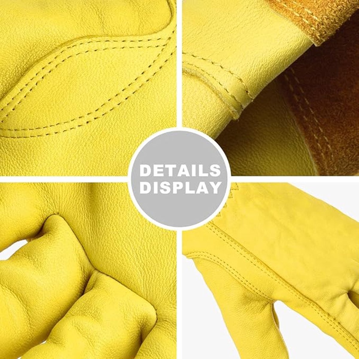 Gardening Gloves - 1 pair - Women/Men - Thorn-Resistant Cowhide Leather rose/blackberry pruning - thorn- and cut-resistant gardening gloves with long leather - Long Forearm Protection - Glove - heavy duty glove - Yellow