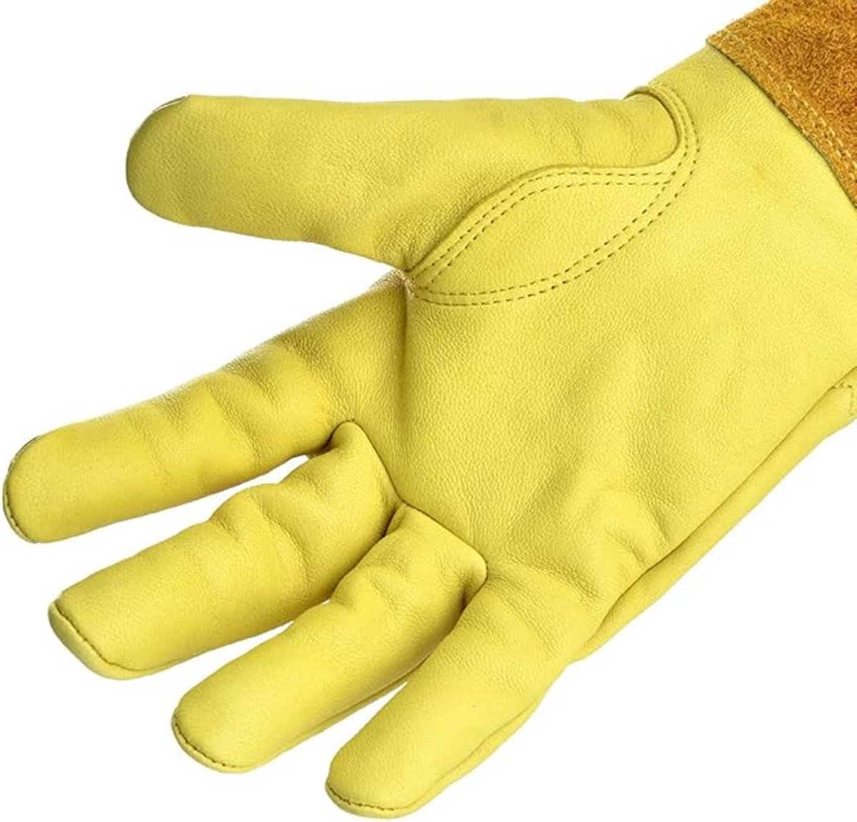 Gardening Gloves - 1 pair - Women/Men - Thorn-Resistant Cowhide Leather rose/blackberry pruning - thorn- and cut-resistant gardening gloves with long leather - Long Forearm Protection - Glove - heavy duty glove - Yellow