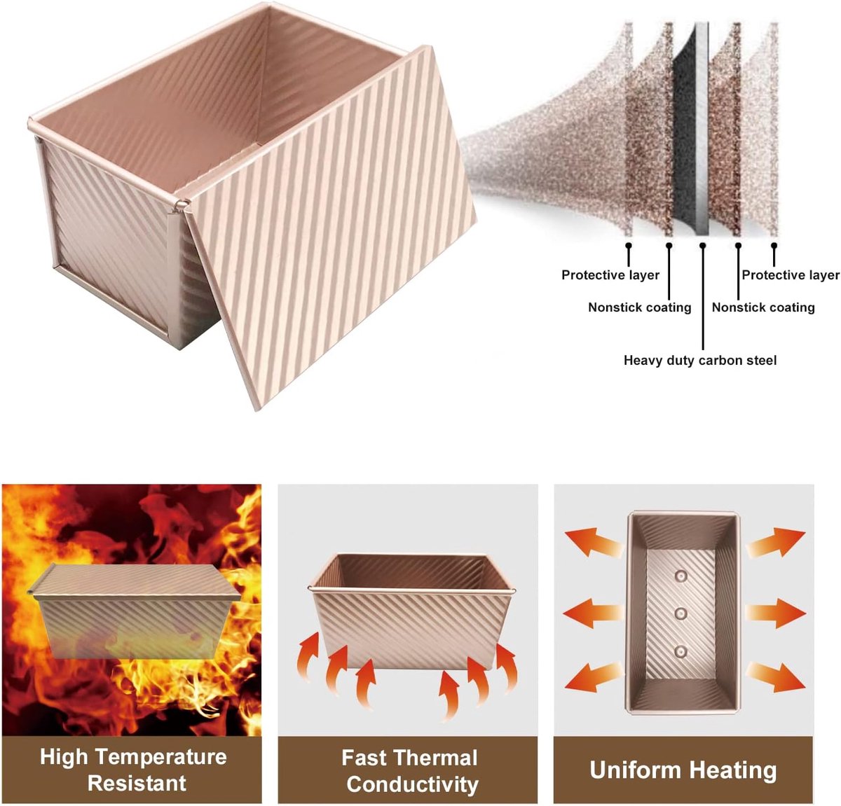 rectangular cake tin - Cake tin - Bread tin with lid - Non-stick Bread Toast Box - Baking Cake tin - baking tin for toast cake - baking tin - bread box - sandwich tin - for baking cakes and making toast