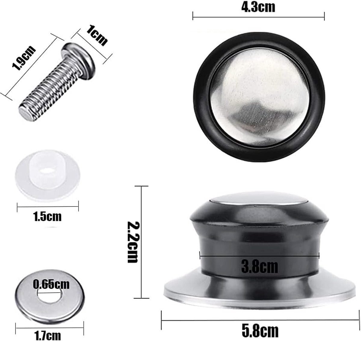 Pot Lid Knob - 8 Pieces - Universal Kitchen Knobs - Lid Knob - 5-12mm Universal - Stainless Steel - Lid Handle - Lid Knob - Pan Lid Holding Handle - Saucepan Lid Knobs - Kitchen Cookware Knob - Anti-Burn Knob