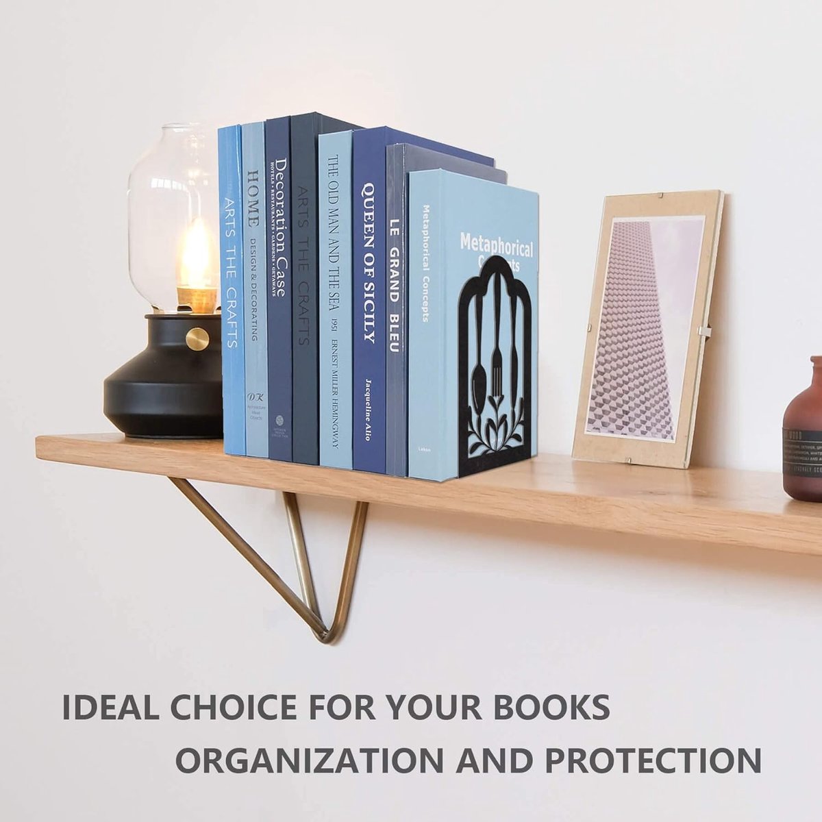 2 Pieces Bookends - bookends - Metal Book Stand - Book Holder - Shelf Organizer - Book Support - Bookshelf - Magazine Holder Book Support - Reading Tray - Magazine Rack - for library, office, school - Black