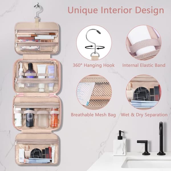 Pink Hanging Travel Toiletry Bag Large Makeup Bag