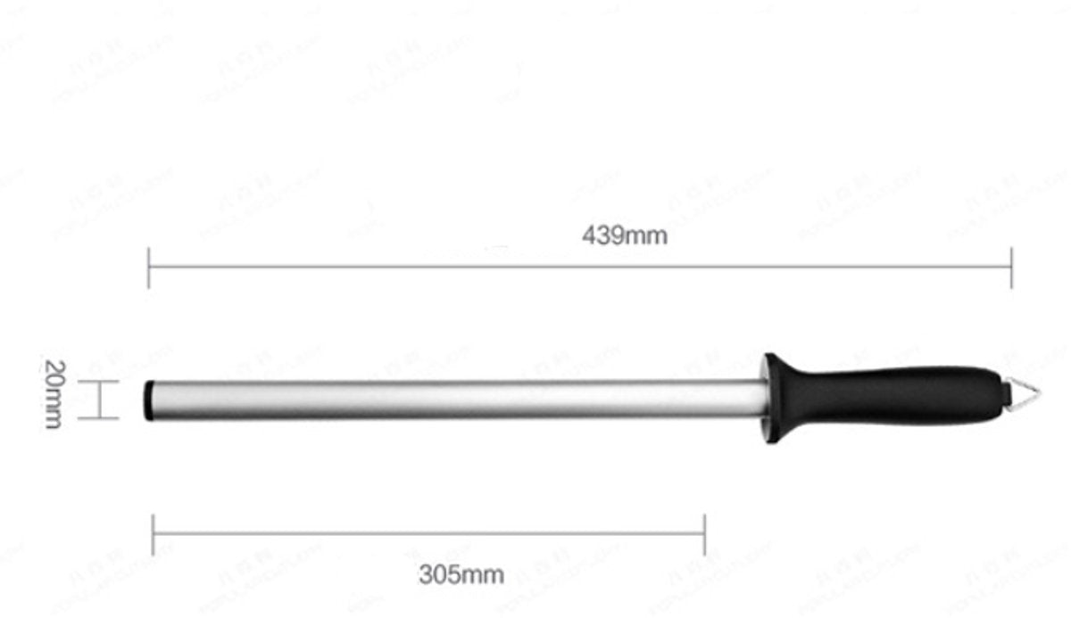 Diamond sharpening steel - Sharpening steel for knives - Sharpening rod - PP - silver, black - 439mm - Suitable for sharpening and maintaining all types of knives (except serrated knives/ceramic knives)