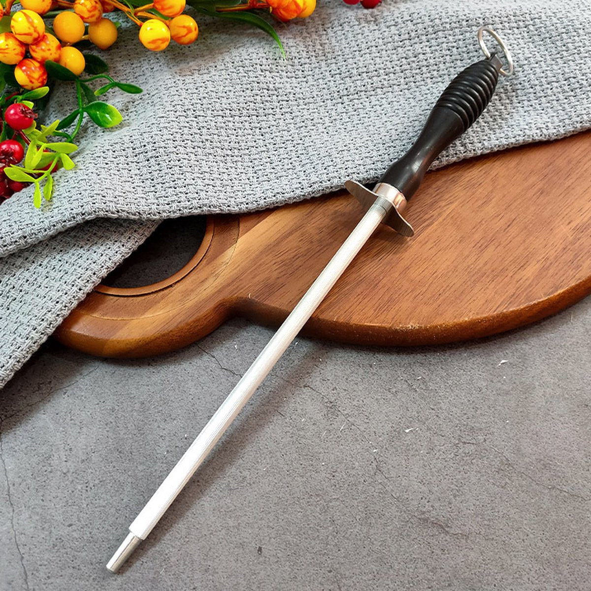 Sharpening steel - Knife sharpener - Sharpening steel for knives - Sharpening stone sharpening machine - 26cm - high carbon steel - silver