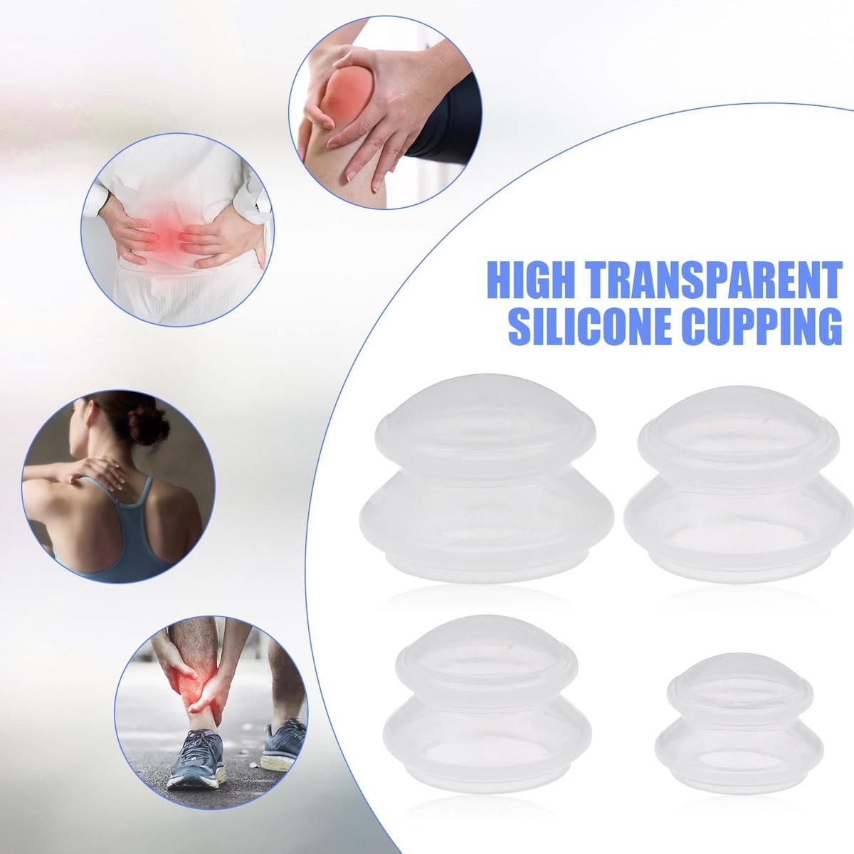 4 pcs Cellulite Cups - Silicone Cups - Cupping Cups - Cupping Set - Cupping For Cellulite - Vacuum Cup - For reducing cellulite anti-aging relieves pain and joints for buttocks, neck, body - Black
