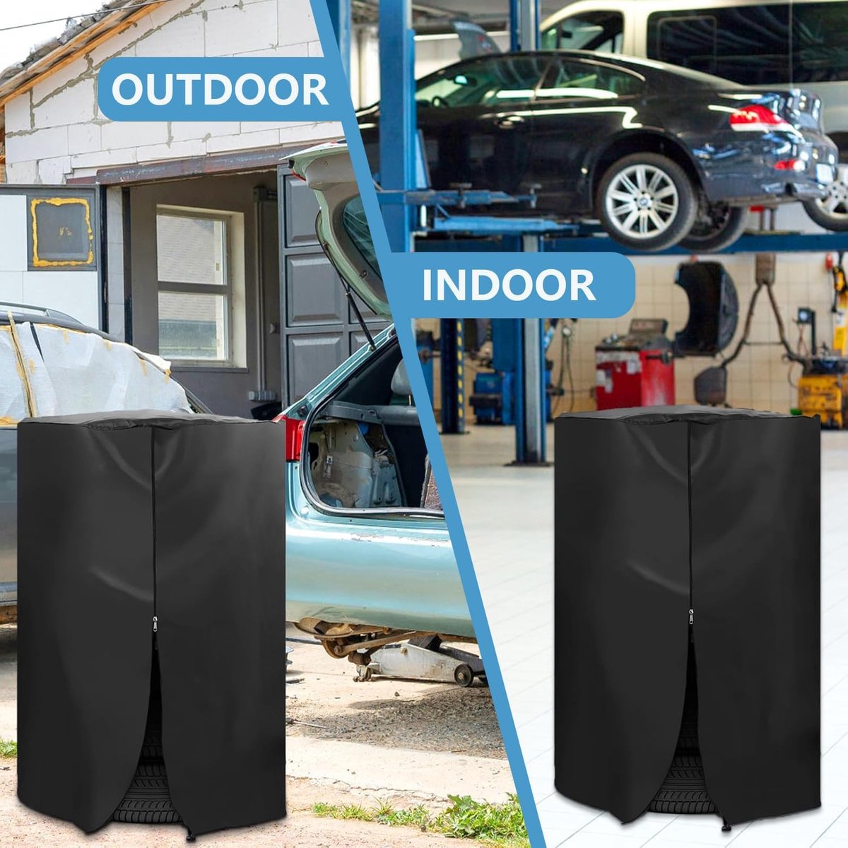 Tire cover - 1 piece - For 4 tires - Tire storage - 420D - 73*110cm - Car tire bag - Cover for car tires - Waterproof - Sun protection - Dustproof - Car tire cover - Winter tire cover - Black