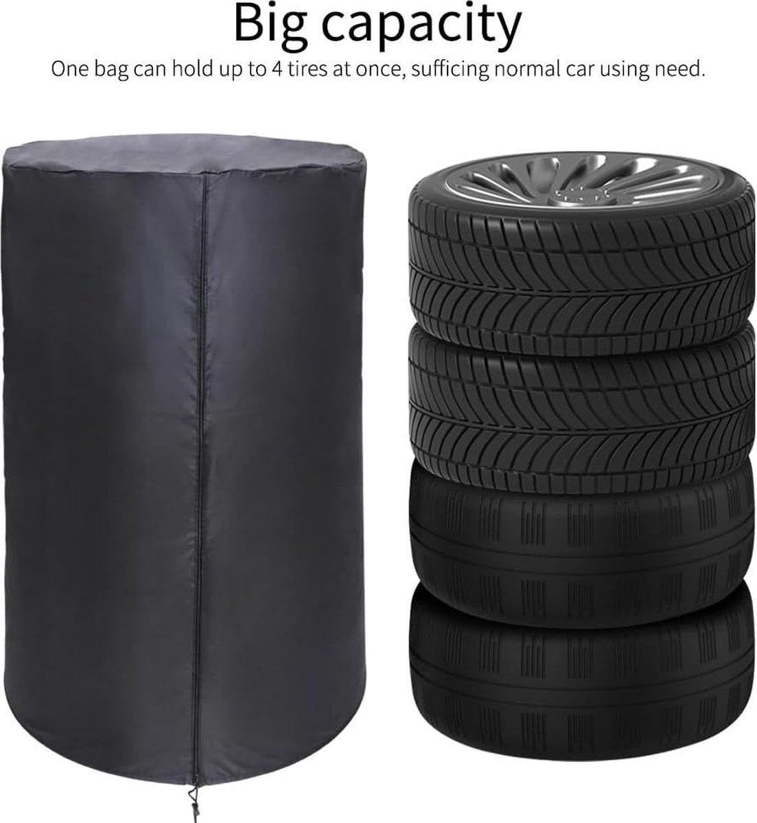 Tire cover - 1 piece - For 4 tires - Tire storage - 420D - 73*110cm - Car tire bag - Cover for car tires - Waterproof - Sun protection - Dustproof - Car tire cover - Winter tire cover - Black
