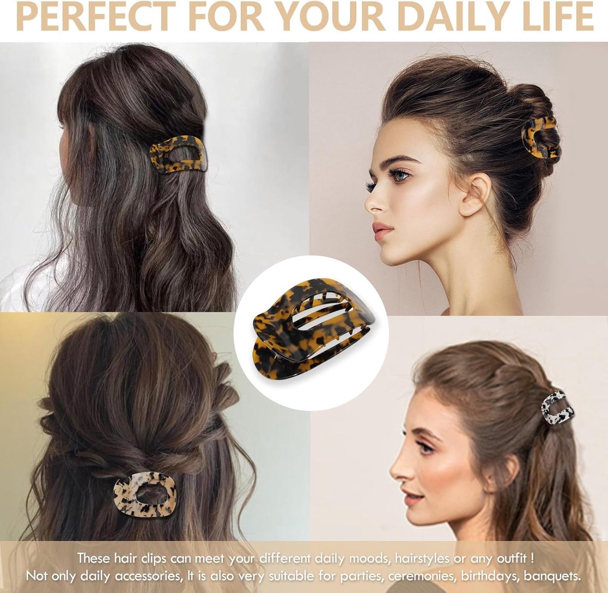 Hair Clips - 4 Pieces - Women - Flat - Hair Accessories - Hair Clip - 4 Colors - Hairpins - Clips - Leopard
