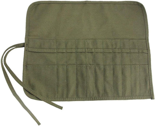 Roll-Up Canvas Brush Case - Brush Holder - Canvas - 22 Slots - Brush Bag - Brush Holder - Pencil Case - Paint Brush Holder - Portable - Roll-Up - Brush Not Included - Suitable for Various Painting Tools - 40.5*33cm - Vegetable
