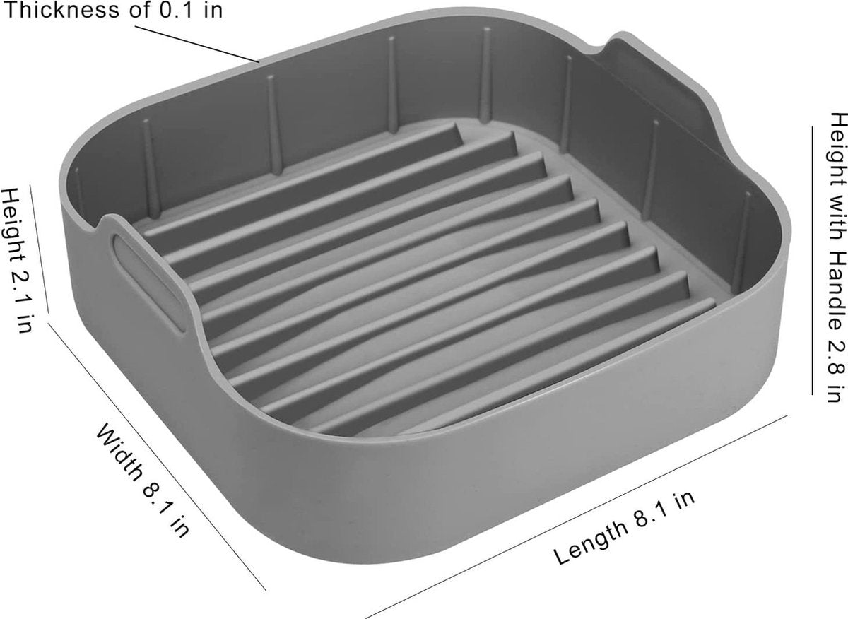 Airfryer accessories - Silicone baking dish - 2 pieces - Hot air fryer - Baking tins - Baking paper alternative - Basket baking tin - 20 CM - gray - Accessories