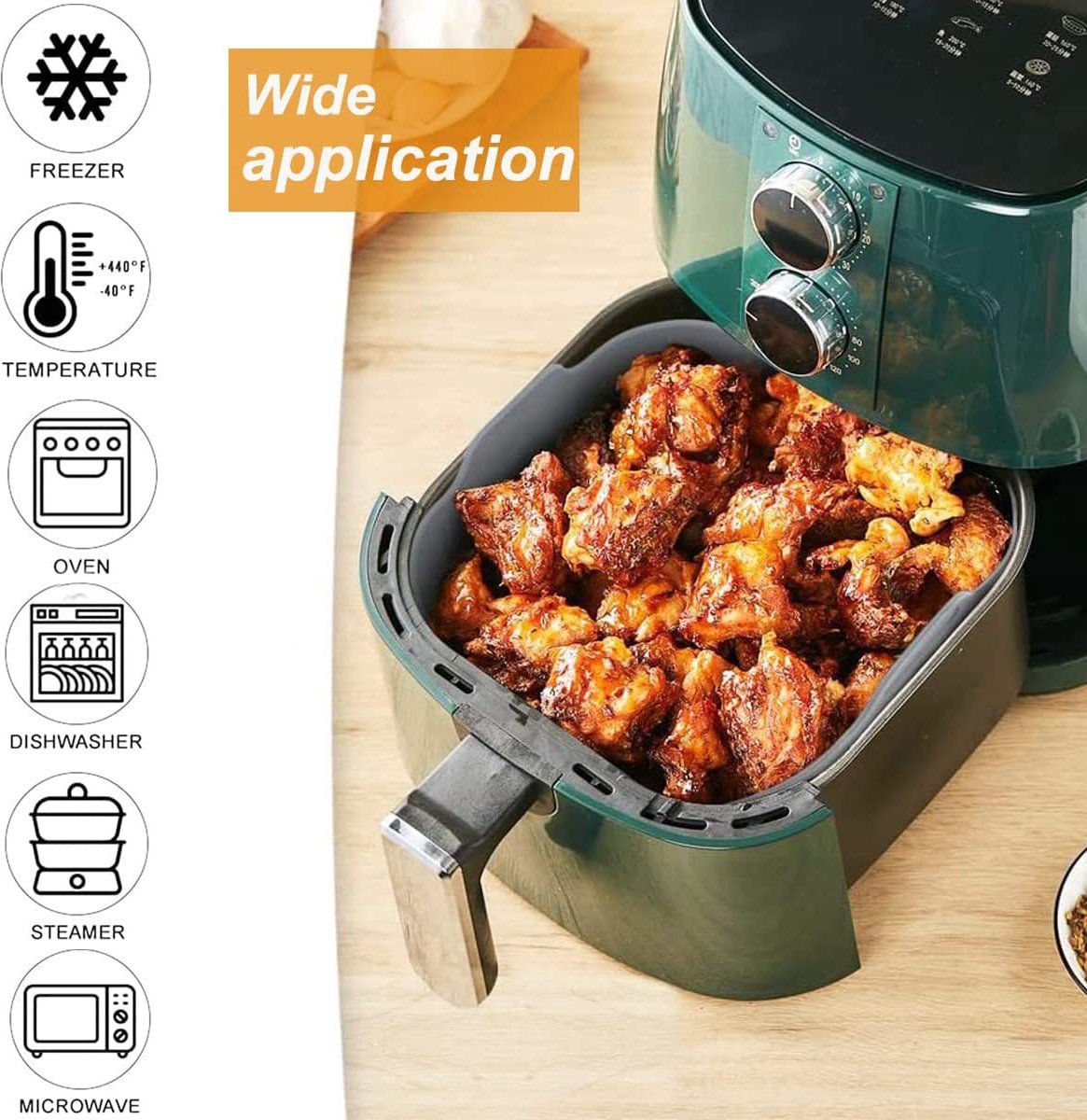 Airfryer accessories - Silicone baking dish - 2 pieces - Hot air fryer - Baking tins - Baking paper alternative - Basket baking tin - 20 CM - gray - Accessories