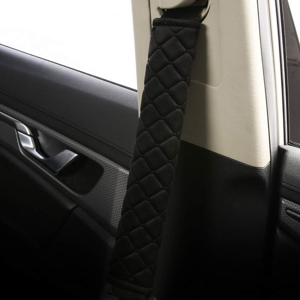 Seat Belt Covers - 4 Pieces - Seat Belt Cushion - Seat Belt Protector - Seat Belt Cover - Shoulder Covers - Car Seat Belt Cover - Shoulder Cover - Car Seat Belt Protector - Universal - Black + Gray - 27cm