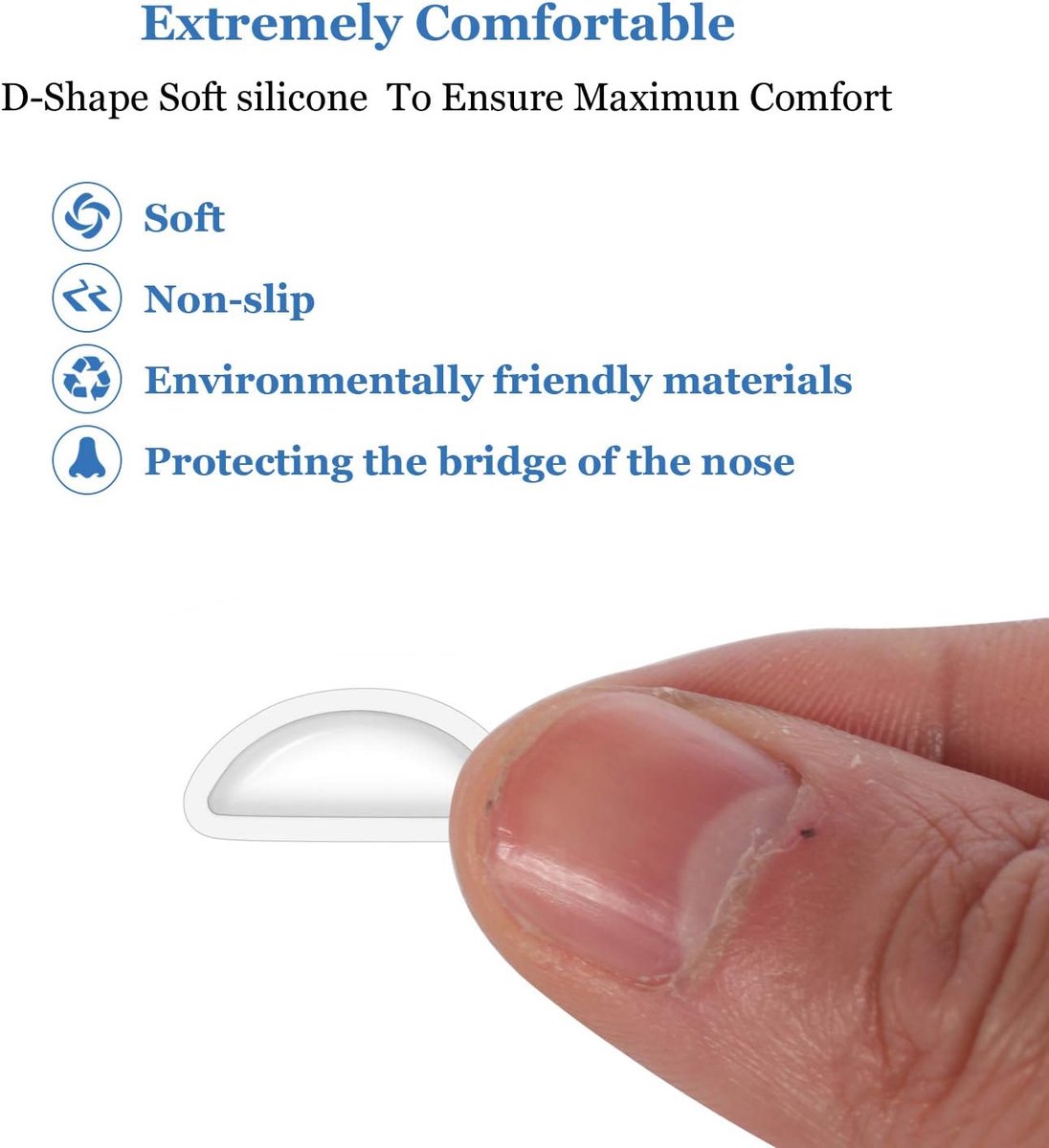 Nose Pads for Glasses - 20 Pairs - Nose Pads for Glasses with Air Chamber - Glasses Cushions - Silicone - Transparent - Anti-slip - Self-adhesive - Suitable for sunglasses, reading glasses, sports glasses