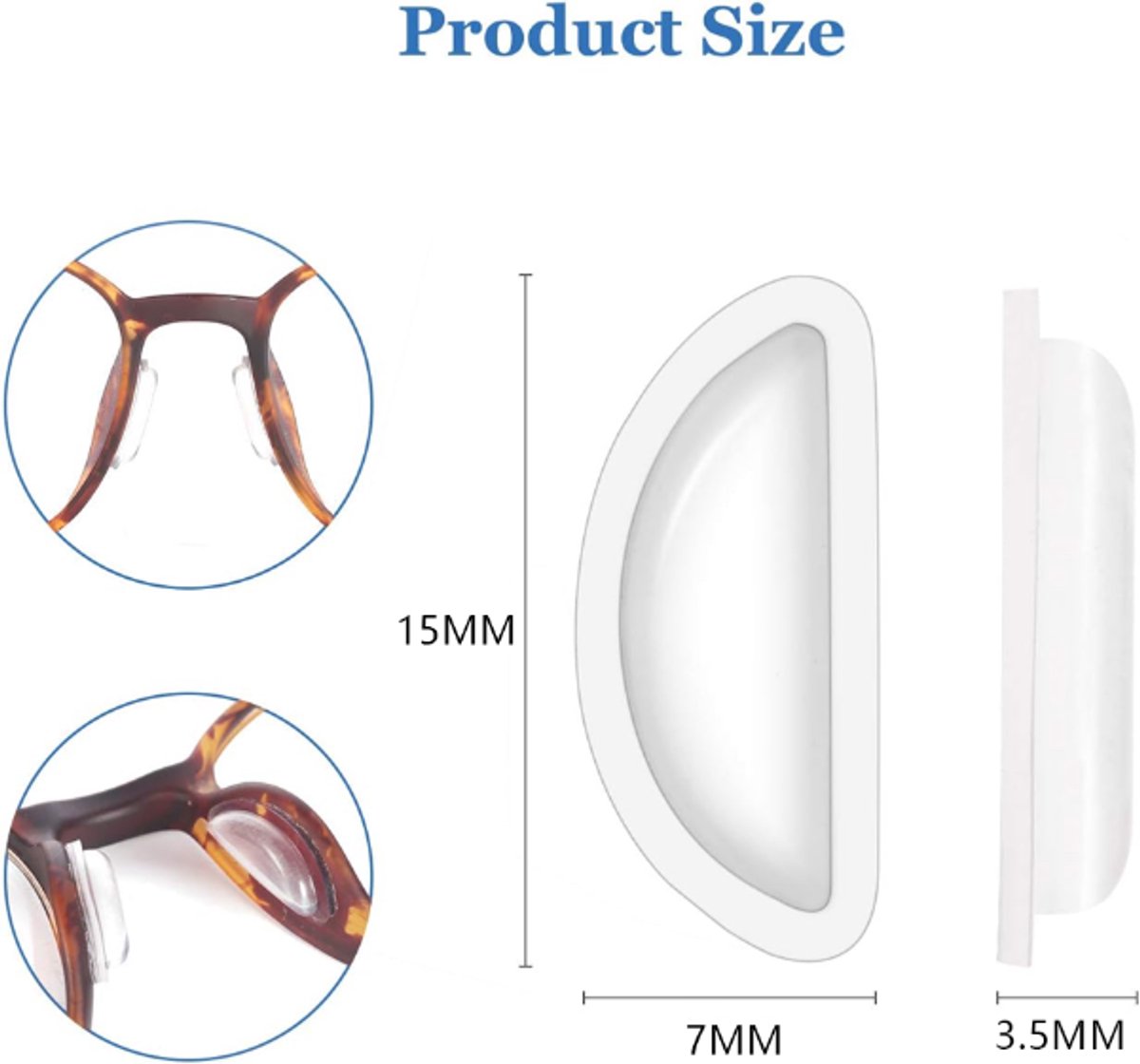 Nose Pads for Glasses - 20 Pairs - Nose Pads for Glasses with Air Chamber - Glasses Cushions - Silicone - Transparent - Anti-slip - Self-adhesive - Suitable for sunglasses, reading glasses, sports glasses
