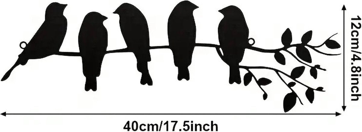 Birds on a branch wall decoration metal wall decoration iron 5 birds black hollow sculpture decor hanging ornament rustic hanging sign for living room office home