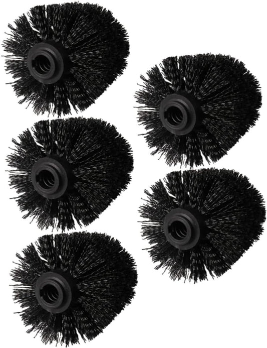 Toilet Brush Head - 5 Pieces - Loose Brush Head for Toilet Brush - Plastic - Loose Toilet Brush Head - Brush Head Set for Toilet Brush - Universal - Thread 12 mm - Suitable for Bathrooms - 80*100mm - Black