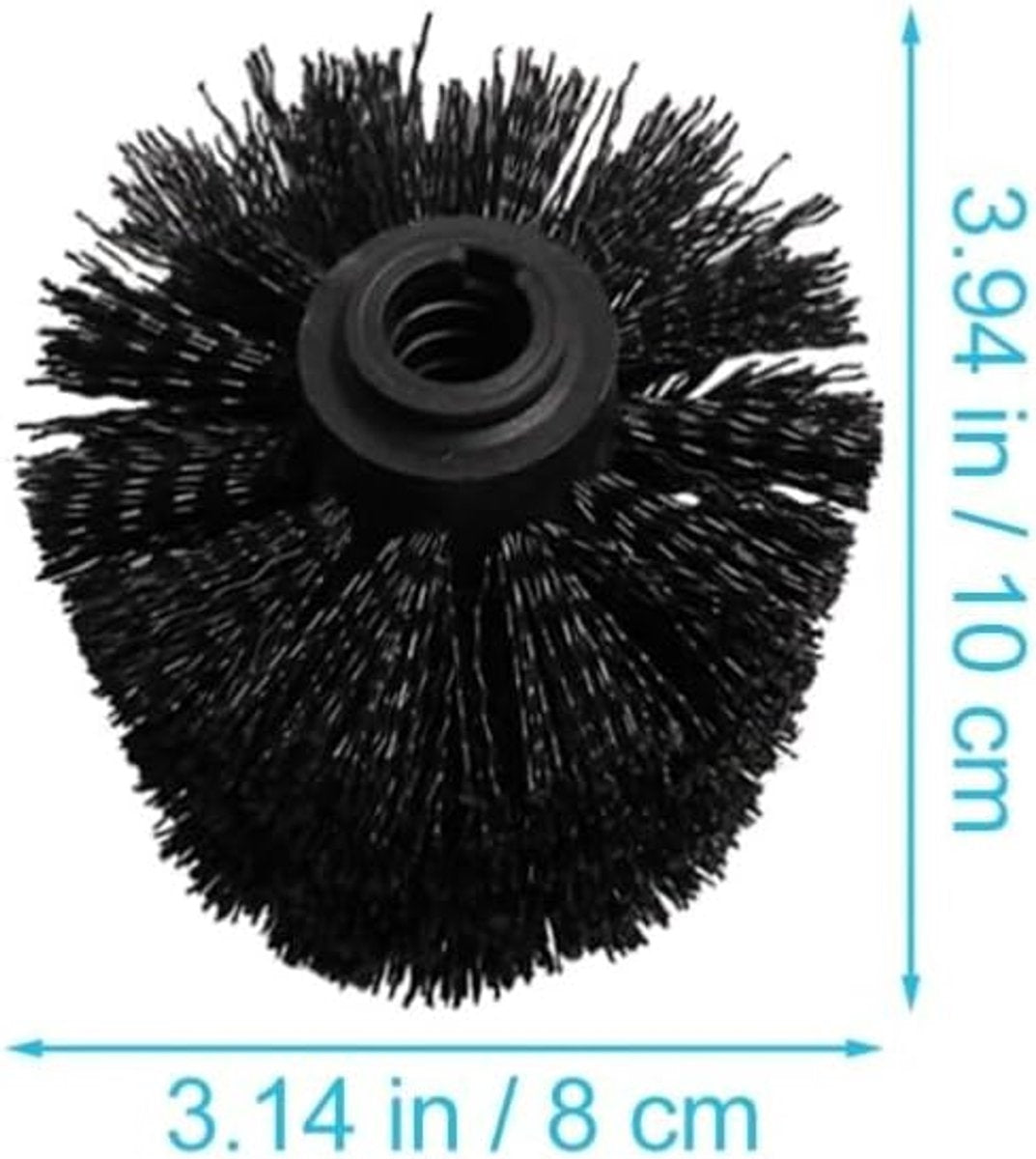 Toilet Brush Head - 5 Pieces - Loose Brush Head for Toilet Brush - Plastic - Loose Toilet Brush Head - Brush Head Set for Toilet Brush - Universal - Thread 12 mm - Suitable for Bathrooms - 80*100mm - Black