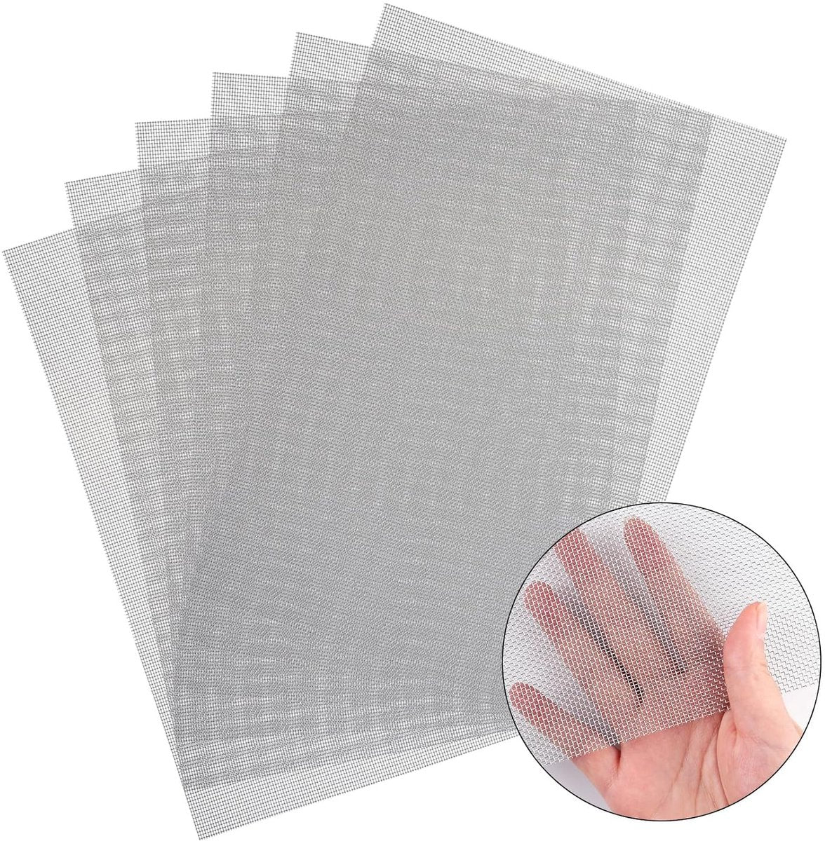 Sieve metal - 6 pieces - 30 x 21 cm - Insect net - 20 mesh - Fine mesh - Metal mesh - Insect mesh - Mouse mesh - Silver - Stainless steel - For cages, ventilation openings, gardens, window screens and filters