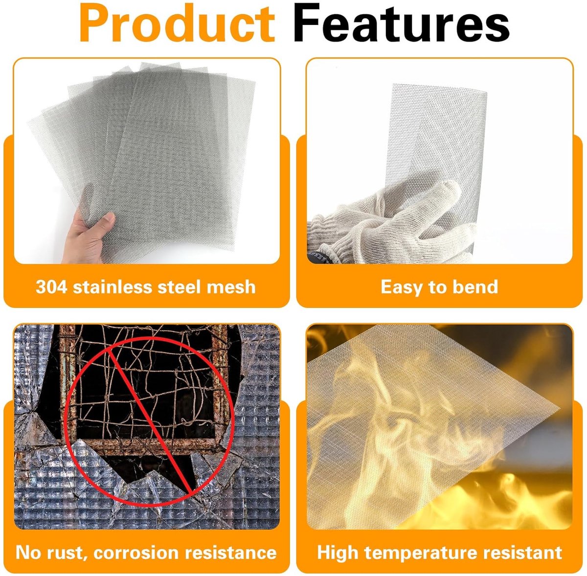 Sieve metal - 6 pieces - 30 x 21 cm - Insect net - 20 mesh - Fine mesh - Metal mesh - Insect mesh - Mouse mesh - Silver - Stainless steel - For cages, ventilation openings, gardens, window screens and filters