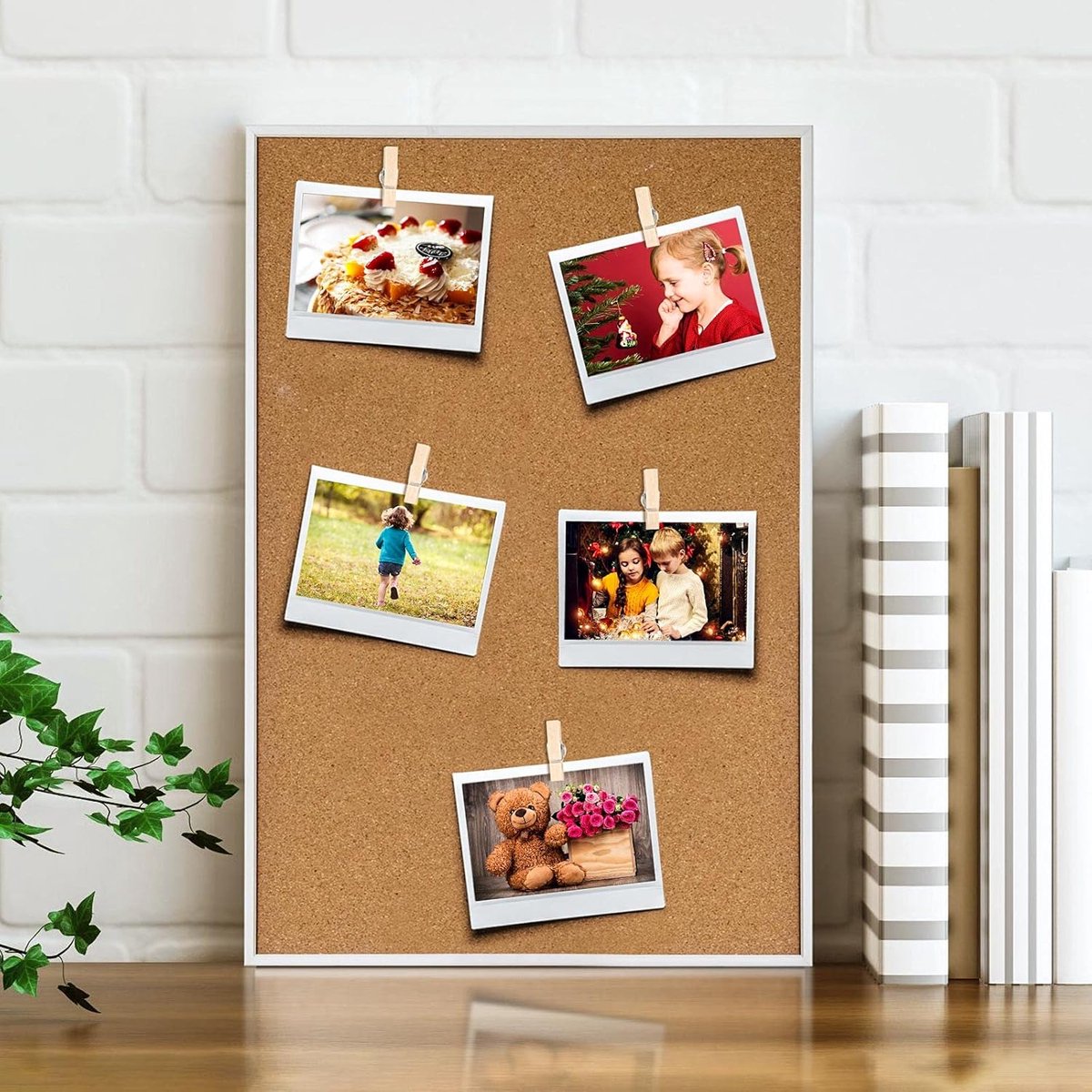 Pin Board Pins - 50 Pieces - Wooden Clip Pushpins - Pin Board Pins - Pushpins - For Memos & Photos - Wall & Wall Decoration - Suitable for Cork Board Art, Pin Boards, Craft Projects & Photography Supplies - 3.5*0.7cm - Light Brown