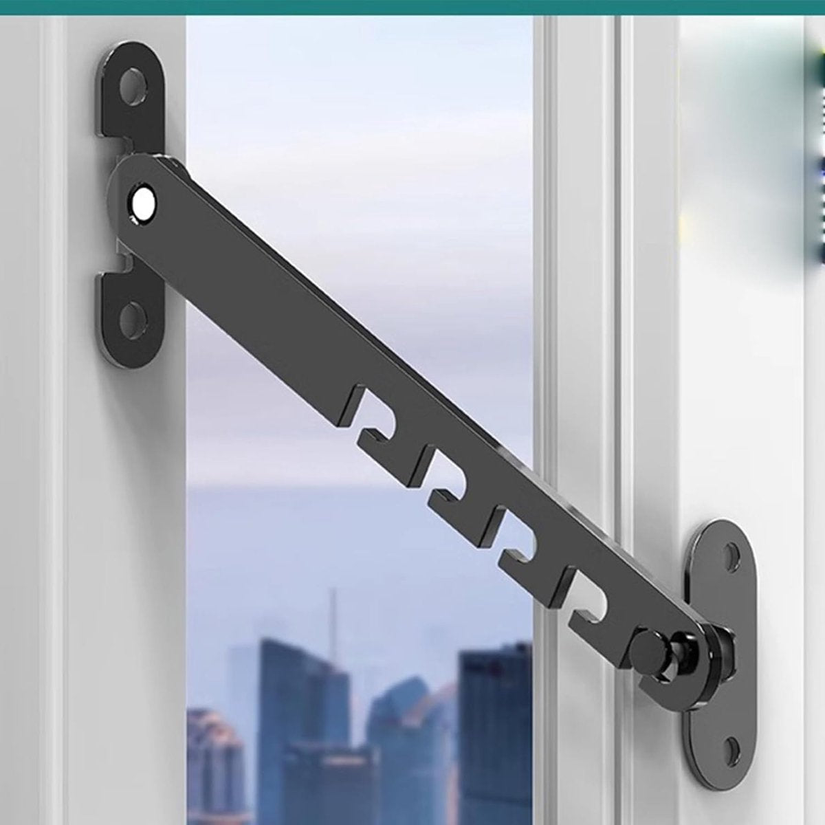 Window and Door Stopper - 2 pieces - Window Limiter - Window Security - Child Lock Window - Window Lock - 16cm - with Mounting Material - Black