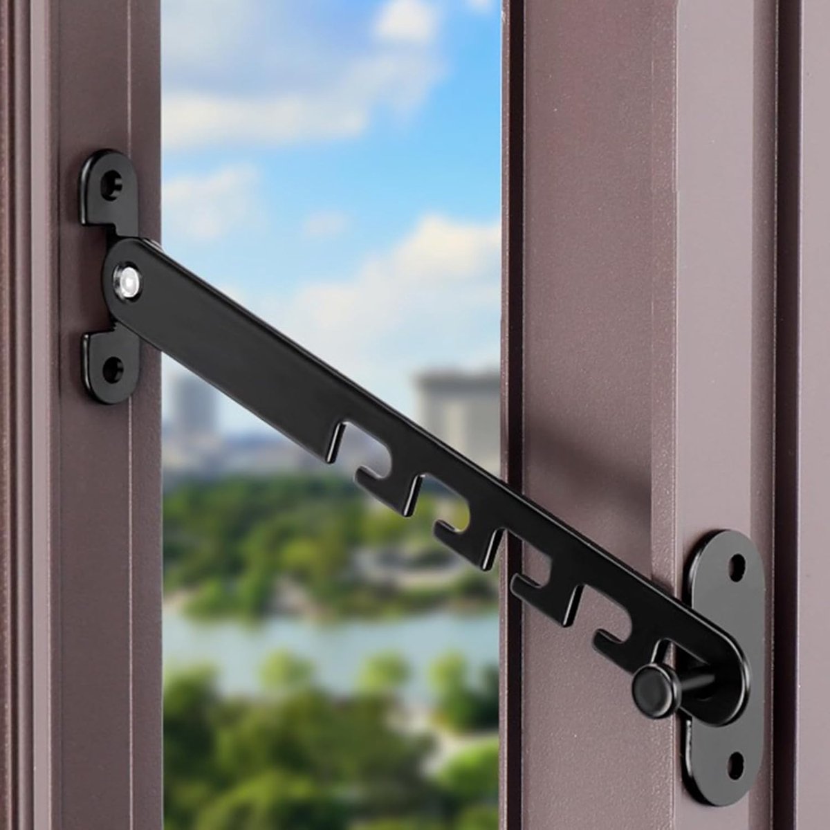 Window and Door Stopper - 2 pieces - Window Limiter - Window Security - Child Lock Window - Window Lock - 16cm - with Mounting Material - Black