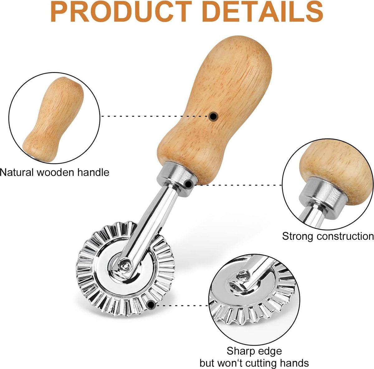 Set of 4 ravioli cutters - Ravioli makers with wooden handle - Set of 3 shape cutters and 1 pasta wheel for cutting homemade ravioli
